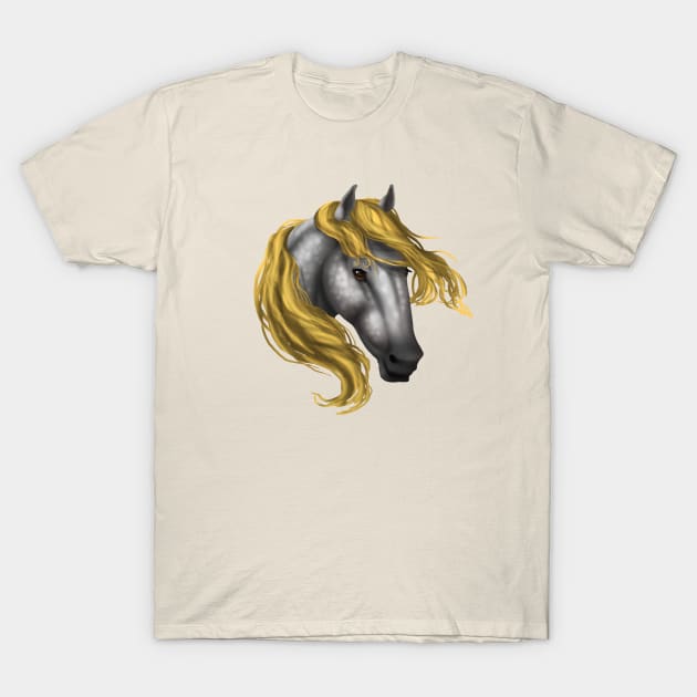 Horse Head - Dapple Yellow Mane T-Shirt by FalconArt